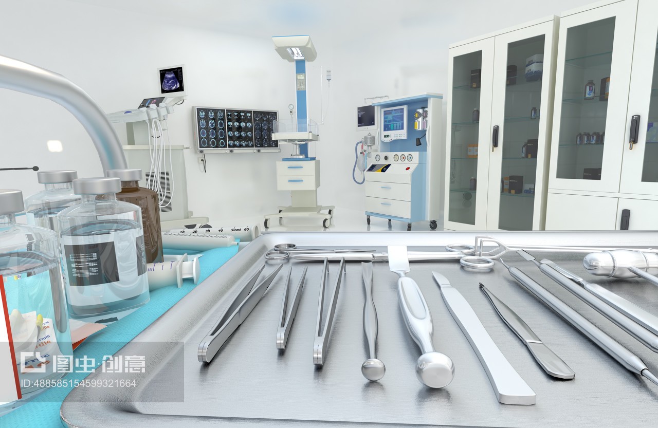 現代手術室中的醫療設備及其3D插圖應用